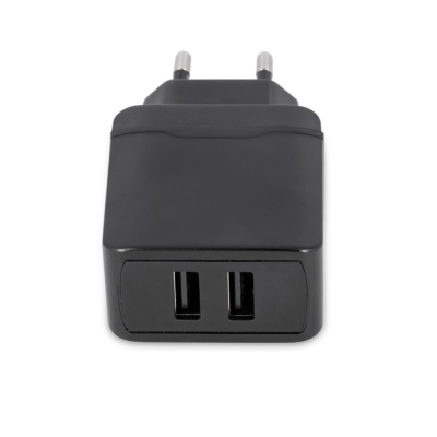 USB lader 2x USB-A 2,4A zwart