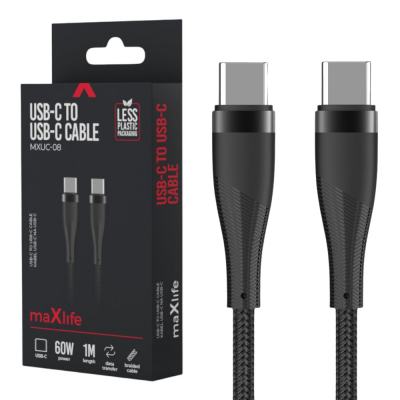 Foto van USB-C - USB-C kabel 1m zwart omvlochten 60W