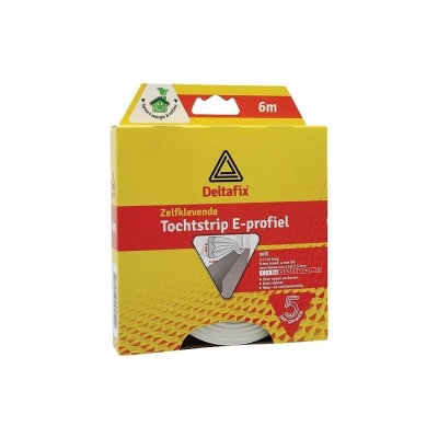 Deltafix tochtstrip E-profiel 9 x 4mm. 2 x 3m. Foto van Deltafix tochtstrip E-profiel 9 x 4mm. 2 x 3m.