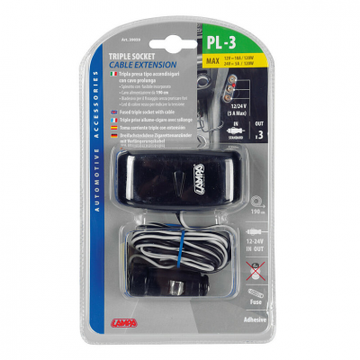 12 Volt 3 weg splitter 200 cm – max 10A