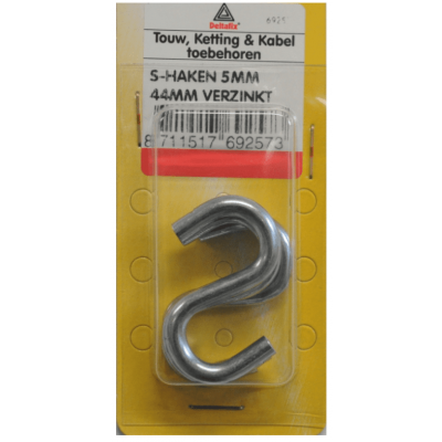Foto van S-Haken 5mm x 44mm verzinkt 3st
