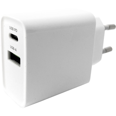 Foto van USB + USB-C snellader 20W wit