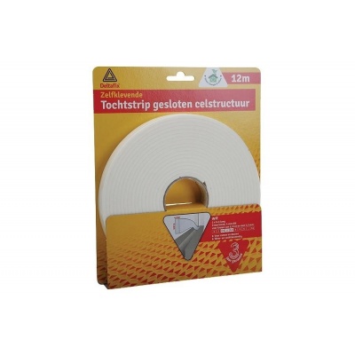 Deltafix tochtstrip gesloten celstructuur 9 x 4mm. 2 x 6m. Foto van Deltafix tochtstrip gesloten celstructuur 9 x 4mm. 2 x 6m.