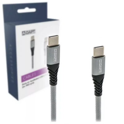 Data laadkabel USB-C USB-C 2m grijs Foto van Data laadkabel USB-C USB-C 2m grijs