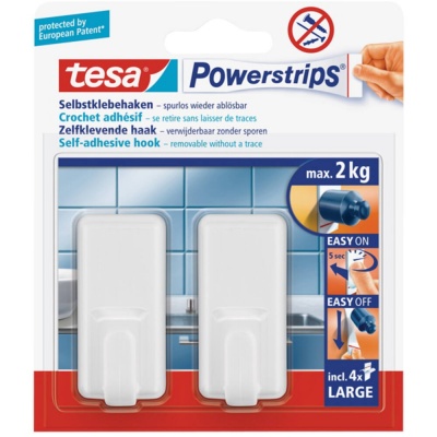 Foto van Tesa Powerstrips large classic wit