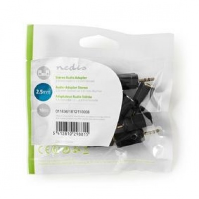 Nedis Stereo-Audioadapter | 2.5 mm Male | 3.5 mm Female | Vernikkeld | Recht | ABS | Zwart | 10 Stu