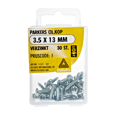 Deltafix parker cilinderkop ph verzinkt 3.5 x 13 mm din 7981c 30 st. Deltafix parker cilinderkop ph verzinkt 3.5 x 13 mm din 7981c 30 st.