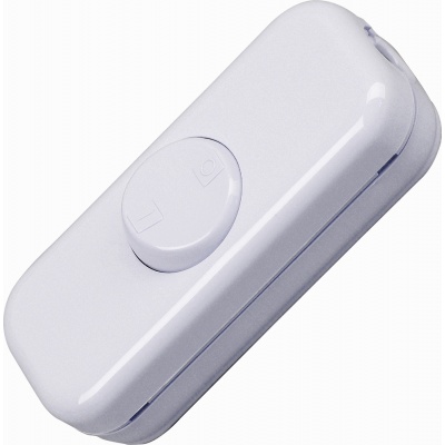 Snoerschakelaar wit met randaarde 10A Foto van Snoerschakelaar wit met randaarde 10A