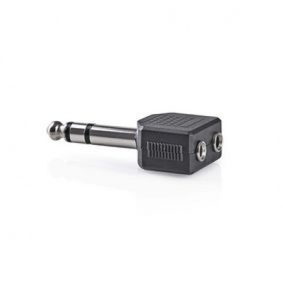 Nedis Stereo-Audioadapter | 6.35 mm Male | 2x 3.5 mm Female | Vernikkeld | Recht | ABS | Zwart | 10