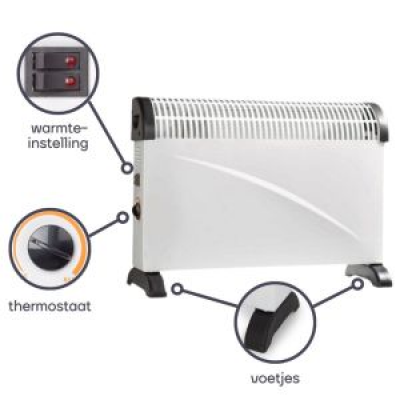 Convectorkachel 2000W wit met thermostaat Convectorkachel 2000W wit met thermostaat