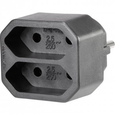 Foto van Euro verdeelstekker 2voudig zwart