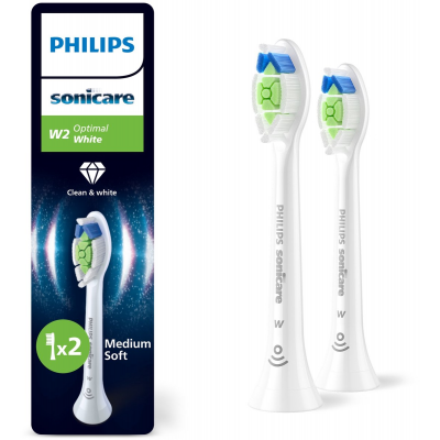 Foto van Philips Tandenborstelset Optimal White opzetborstels, 2 stuks, wit HX6062/87