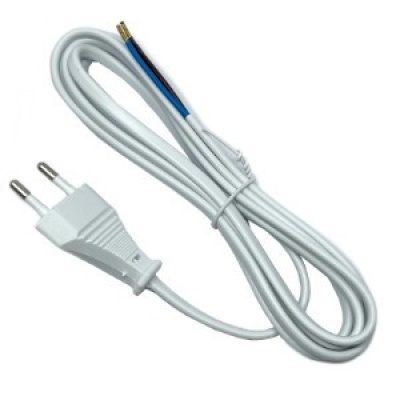 Euro aansluitsnoer 2x0,75qmm wit 1,8m Foto van Euro aansluitsnoer 2x0,75qmm wit 1,8m