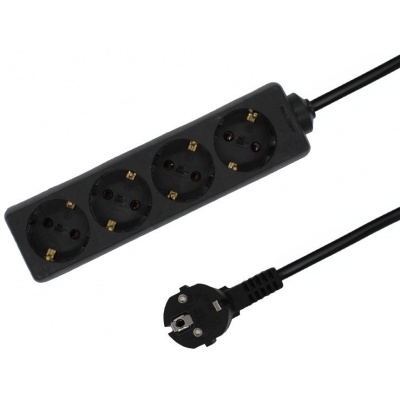 Stekkerdoos 4 voudig 5mtr snoer zwart Foto van Stekkerdoos 4 voudig 5mtr snoer zwart