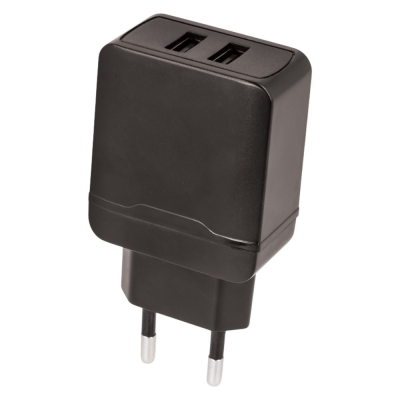 USB lader 2x USB-A 2,4A zwart