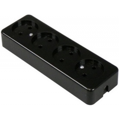 Foto van stekkerdoos zonder randaarde 4 voudig zwart