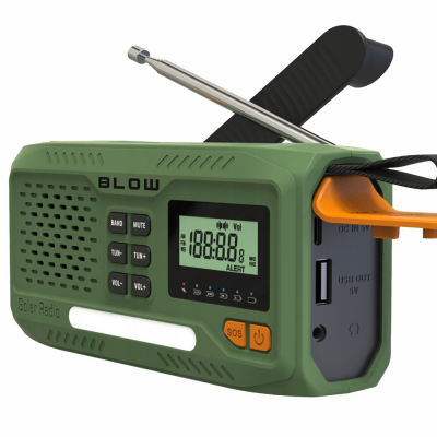 Noodradio AM/FM op zonne energie v2 + zaklamp + powerbank Noodradio AM/FM op zonne energie v2 + zaklamp + powerbank