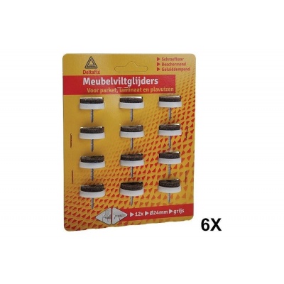 Deltafix meubelviltglijders schroef wit Ø24mm 12 stuks