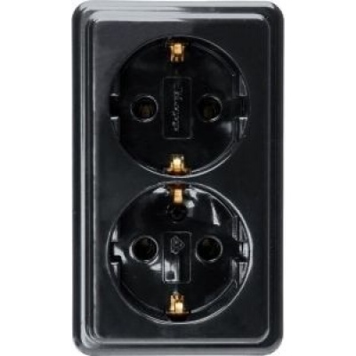 Opbouw stopcontact RA dubbel zwart Foto van Opbouw stopcontact RA dubbel zwart