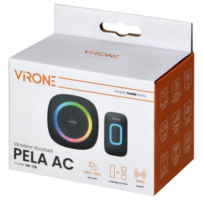 Virone Pela Draadloze Deurbel Set Plug-in & RGB Lichtring Virone Pela Draadloze Deurbel Set Plug-in & RGB Lichtring
