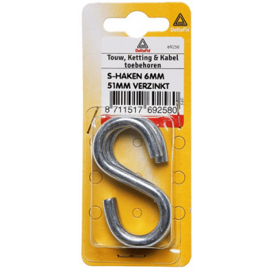 Foto van S-haak verzinkt 51 mm x 6 mm 2 stuks