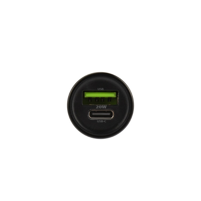 USB autolader USB-C en USB-A 12V 20W QC zwart USB autolader USB-C en USB-A 12V 20W QC zwart