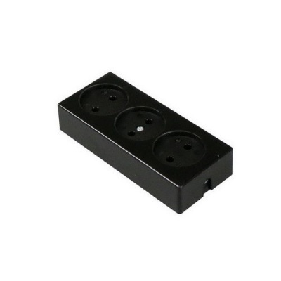 Foto van Stekkerdoos zonder randaarde 3 voudig zwart