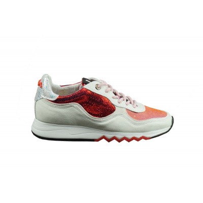Foto van FLORIS VAN BOMMEL DAMES SNEAKER WIT/ROOD 85265/08