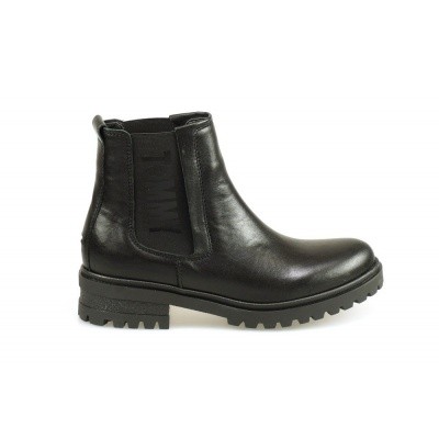 Foto van TOMMY HILFIGER DAMES KORTE LAARZEN ZWART CLEATED CHELSEABOOT