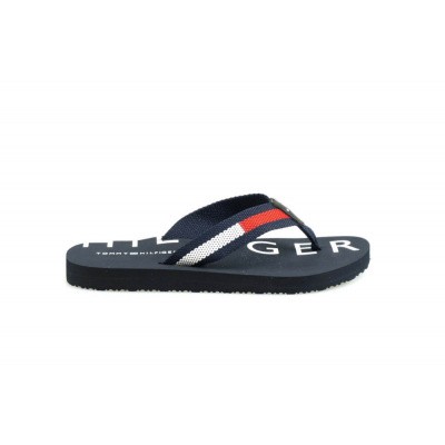 Foto van TOMMY HILFIGER DAMES SLIPPERS DONKERBLAUW FLAT BEACH