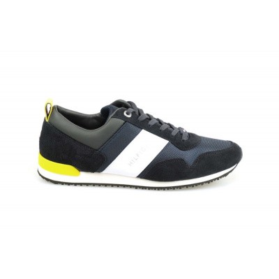Foto van TOMMY HILFIGER HEREN SNEAKERS DONKERBLAUW ICONIC MATERIAL MIX