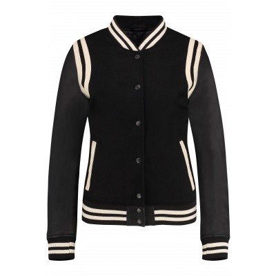Foto van GOOSECRAFT DAMES LEREN JACK ZWART/WIT ANGELEE BOMBER