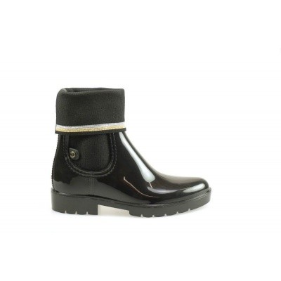 Foto van TOMMY HILFIGER DAMES KORTE LAARZEN ZWART KNITTED SOCK RAIN BOOT