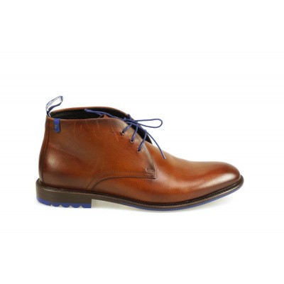 Foto van FLORIS VAN BOMMEL HEREN HALFHOGE VETERSCHOENEN COGNAC 10203/13