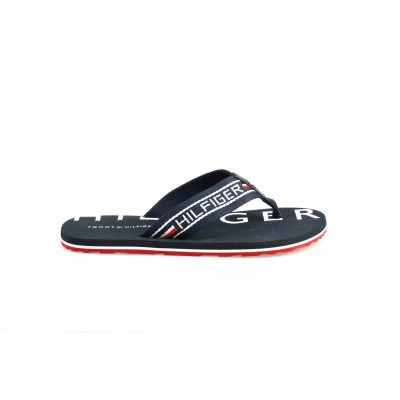 Foto van TOMMY HILFIGER HEREN SLIPPERS DONKERBLAUW SEASONAL STRIPE