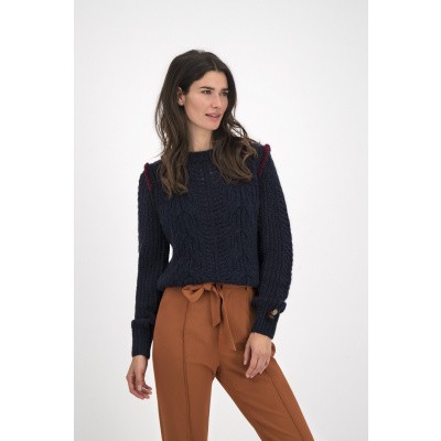 Foto van POM AMSTERDAM PULLOVER DONKERBLAUW GENTLE KNIT NAVY