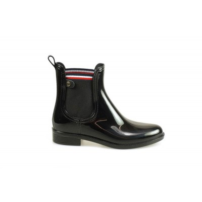 Foto van TOMMY HILFIGER DAMES KORTE LAARZEN ZWART COLOR BLOCK RAINBOOT