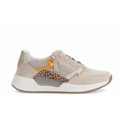 Foto van GABOR ROLLINGSOFT DAMES SNEAKERS BEIGE 86.958.33 VEL/MESH/LEO/PERL-OASI/PUDER/ORANGE