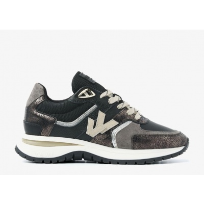 Foto van VIA VAI DAMES SNEAKERS ZWART 62329-02-900 METALLIC COMBI NERO USHER DAVINA