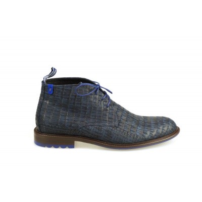 Foto van FLORIS VAN BOMMEL HEREN HALFHOGE VETERSCHOENEN DONKERBLAUW 10203/22