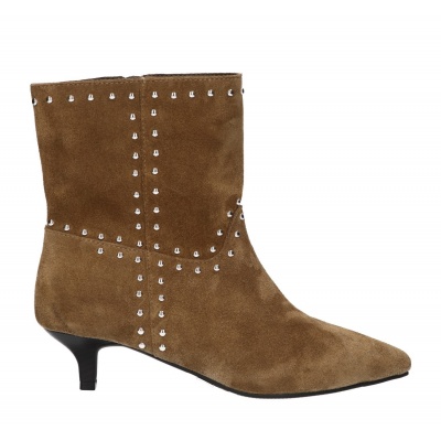 Foto van LA STRADA DAMES ENKELLAARZEN KAKI 2580895 0271 BOOTIE WITH HEEL COW SUEDE