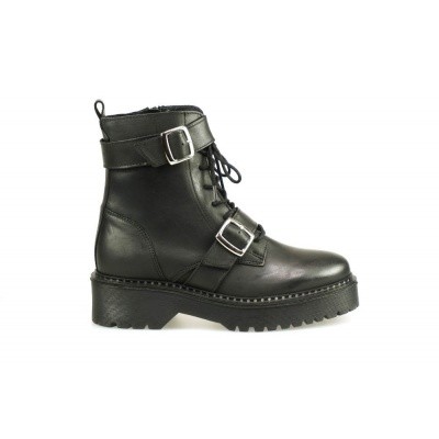 Foto van PS POELMAN DAMES HALFHOGE VETERSCHOENEN ZWART 5529