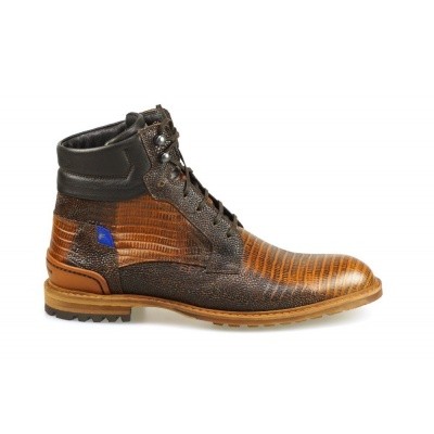 Foto van FLORIS VAN BOMMEL HEREN HALFHOGE VETERSCHOENEN COGNAC 10234/00