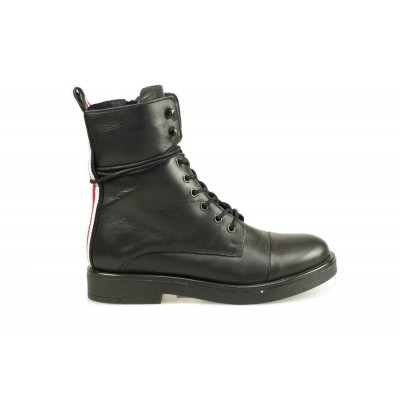 Foto van PS POELMAN 15472 BLACK/blk+wht+red - HALFHOGE VETERSCHOEN