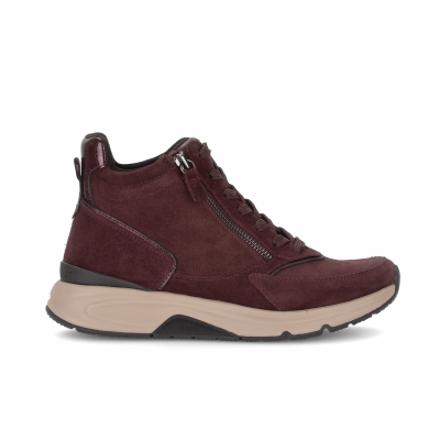 Foto van GABOR ROLLINGSOFT DAMES BOOTS ROOD 0803.02.005 VELOUR/PERL/LACK K. MERLOT K.(MICRO)