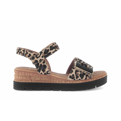 Foto van GABOR DAMES SANDALEN BRUIN 82.700.90 LUCHS LDS NATUR SCHW+GOLD