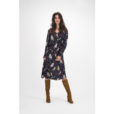 Foto van POM AMSTERDAM JURK BLAUW IDYLLIC OWLS BLUE