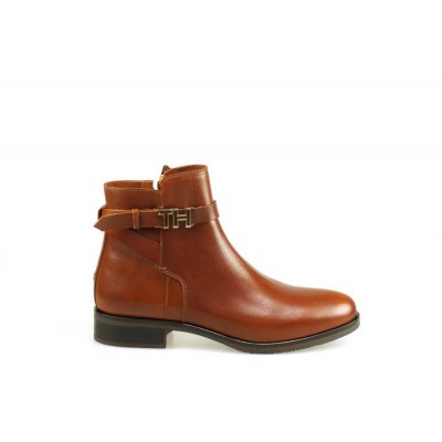 Foto van TOMMY HILFIGER DAMES KORTE LAARZEN BRUIN HARDWEAR FLAT BOOTIE