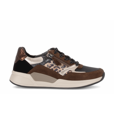 Foto van GABOR ROLLINGSOFT DAMES SNEAKERS ZWART 76.958.30 Foulard/Samt/Met. - schw/cacao/anth