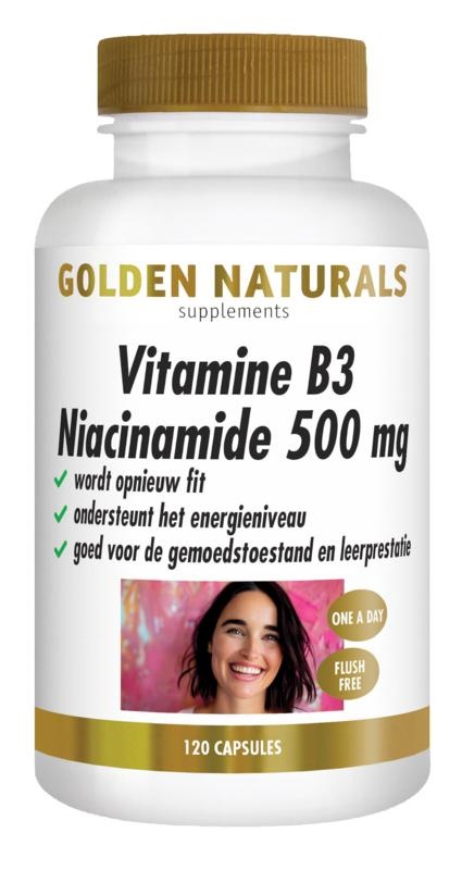 Golden Naturals Vitamine B3 niacinamide - 120 vegetarische capsules